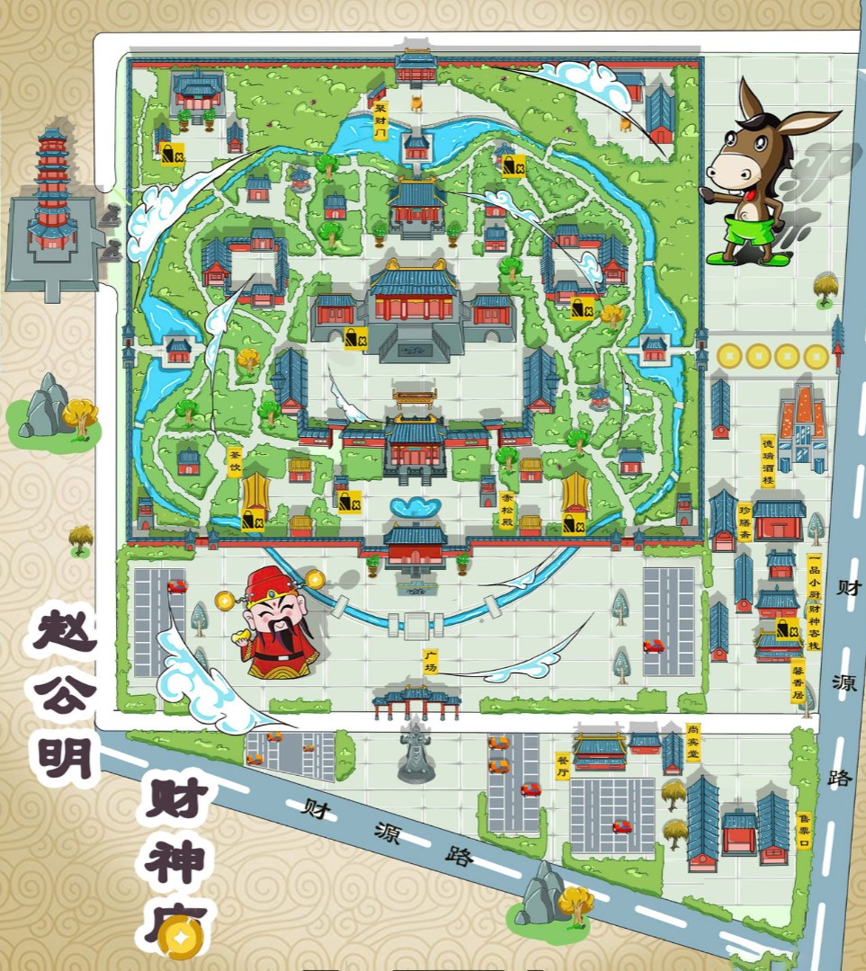 鄂城寺庙类手绘地图